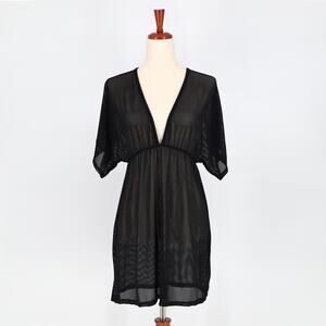 Jordan Taylor Women Black Empire Waist Beachwear Tunic Swim Cover-Up Size S